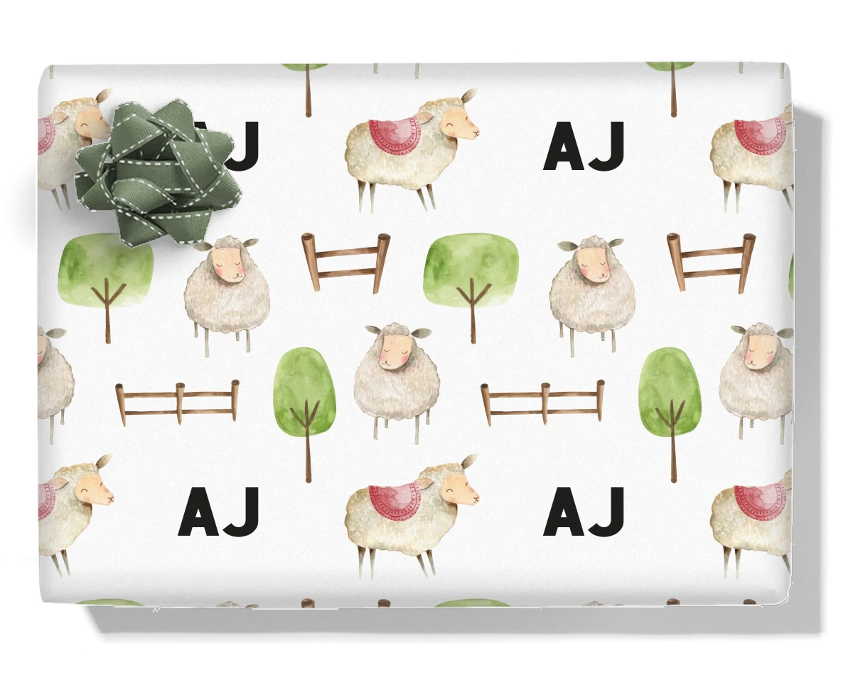 Farm Yard Sheep Personalised Wrapping Paper