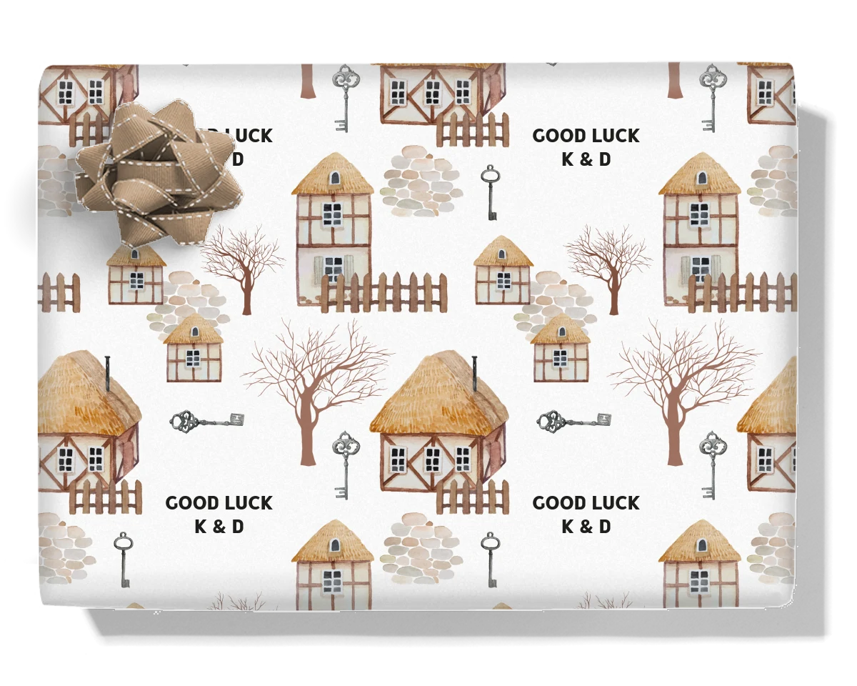 Country Cottage Keys Personalised Wrapping Paper