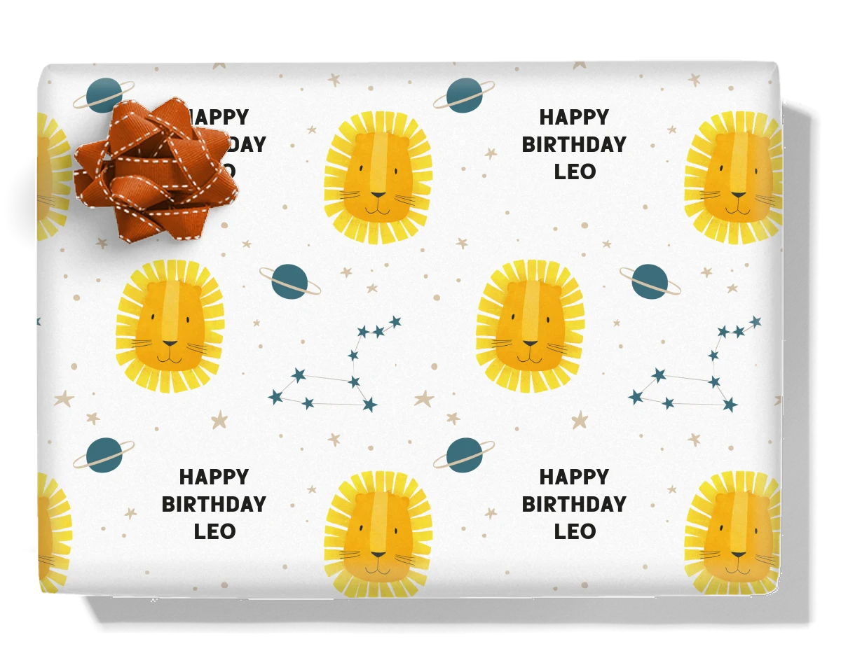 Cute Leo Personalised Wrapping Paper