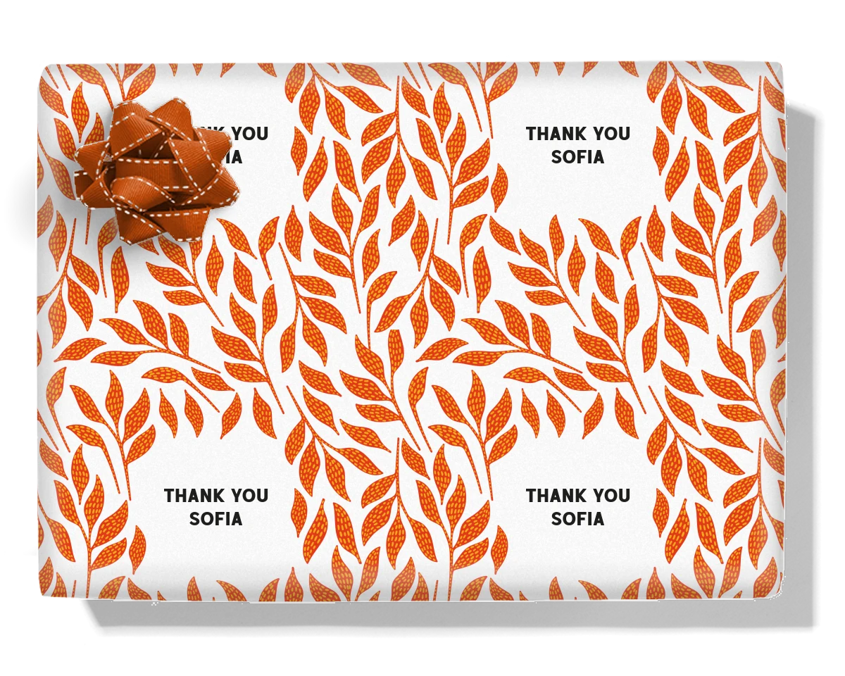 Bright Leaves Personalised Wrapping Paper