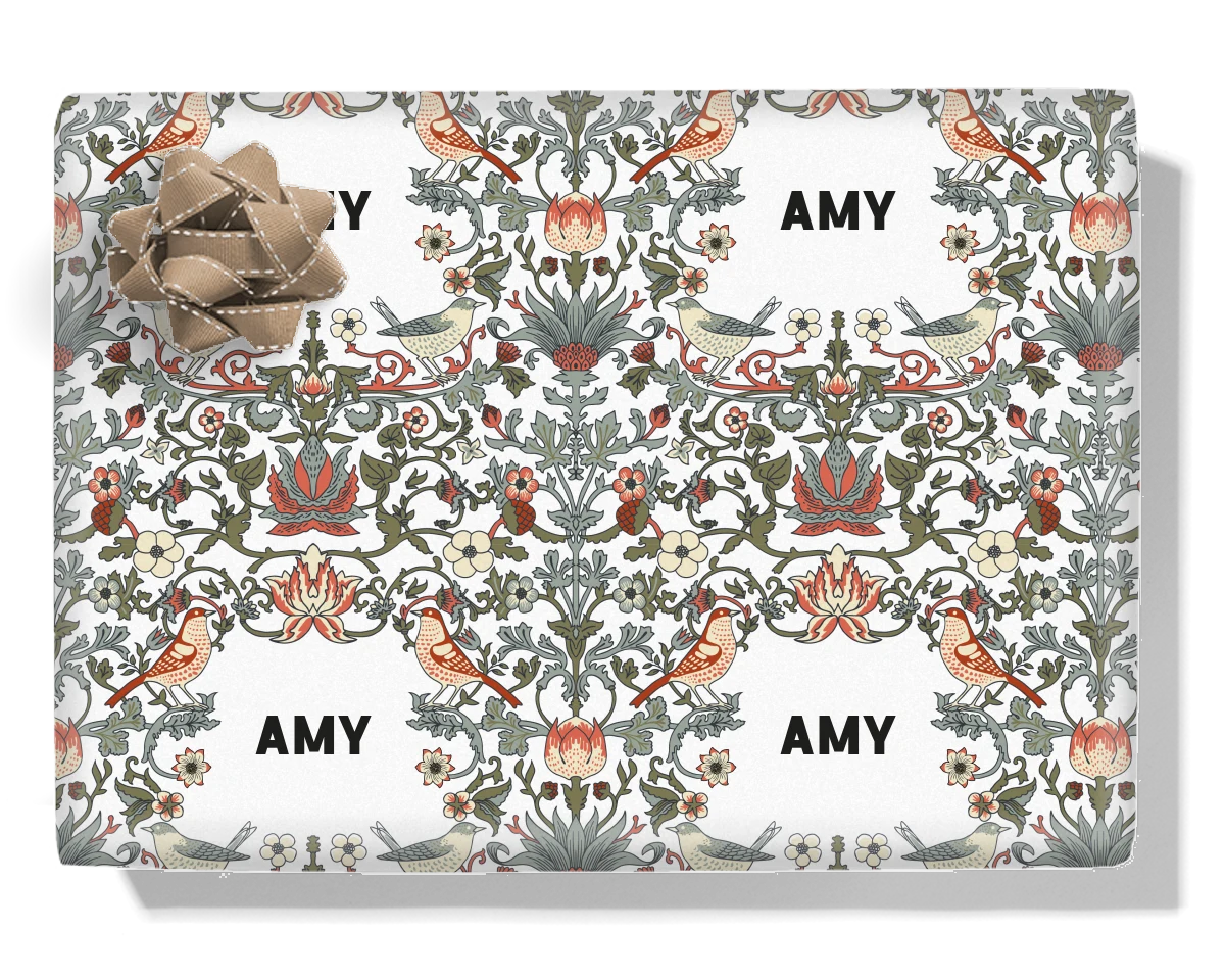 Vintage Flowers & Birds Personalised Wrapping Paper
