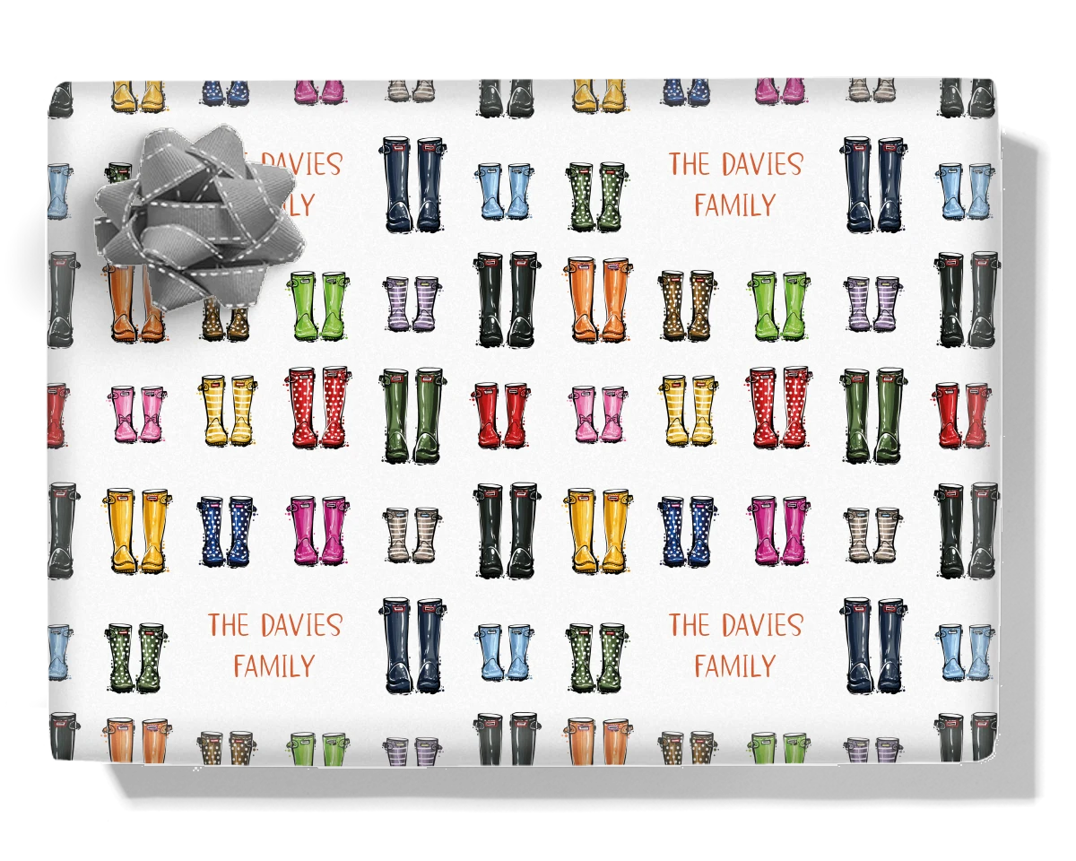 Wellies Personalised Wrapping Paper