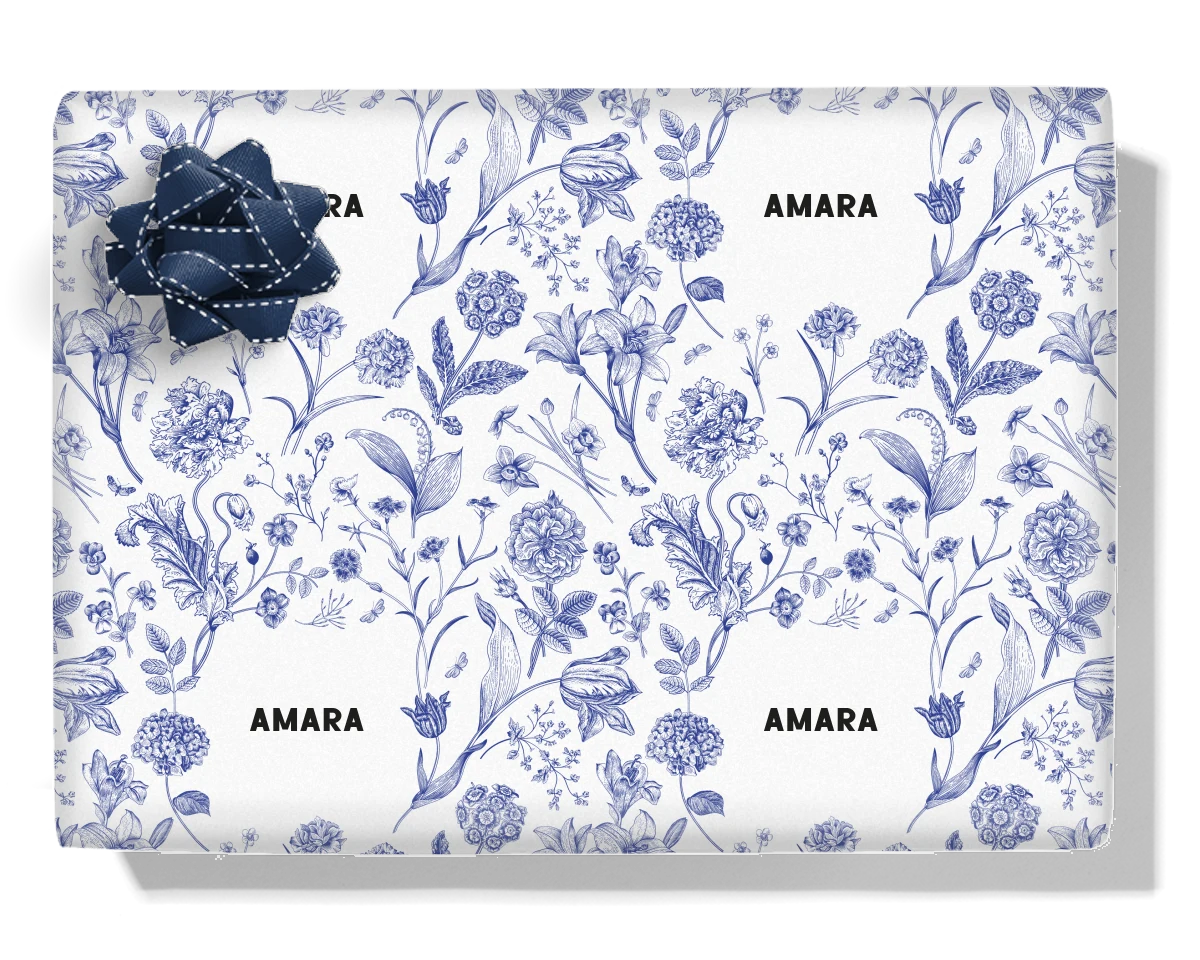 Vintage Flowers & Butterflies Personalised Wrapping Paper