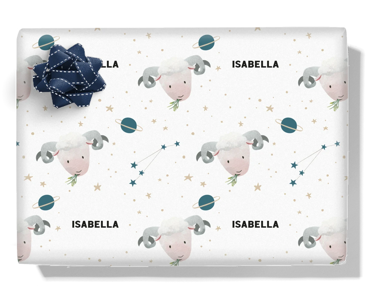 Cute Aries Personalised Wrapping Paper