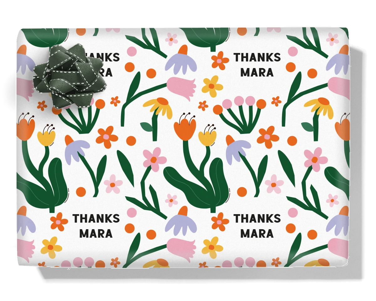 Retro Flowers Personalised Wrapping Paper