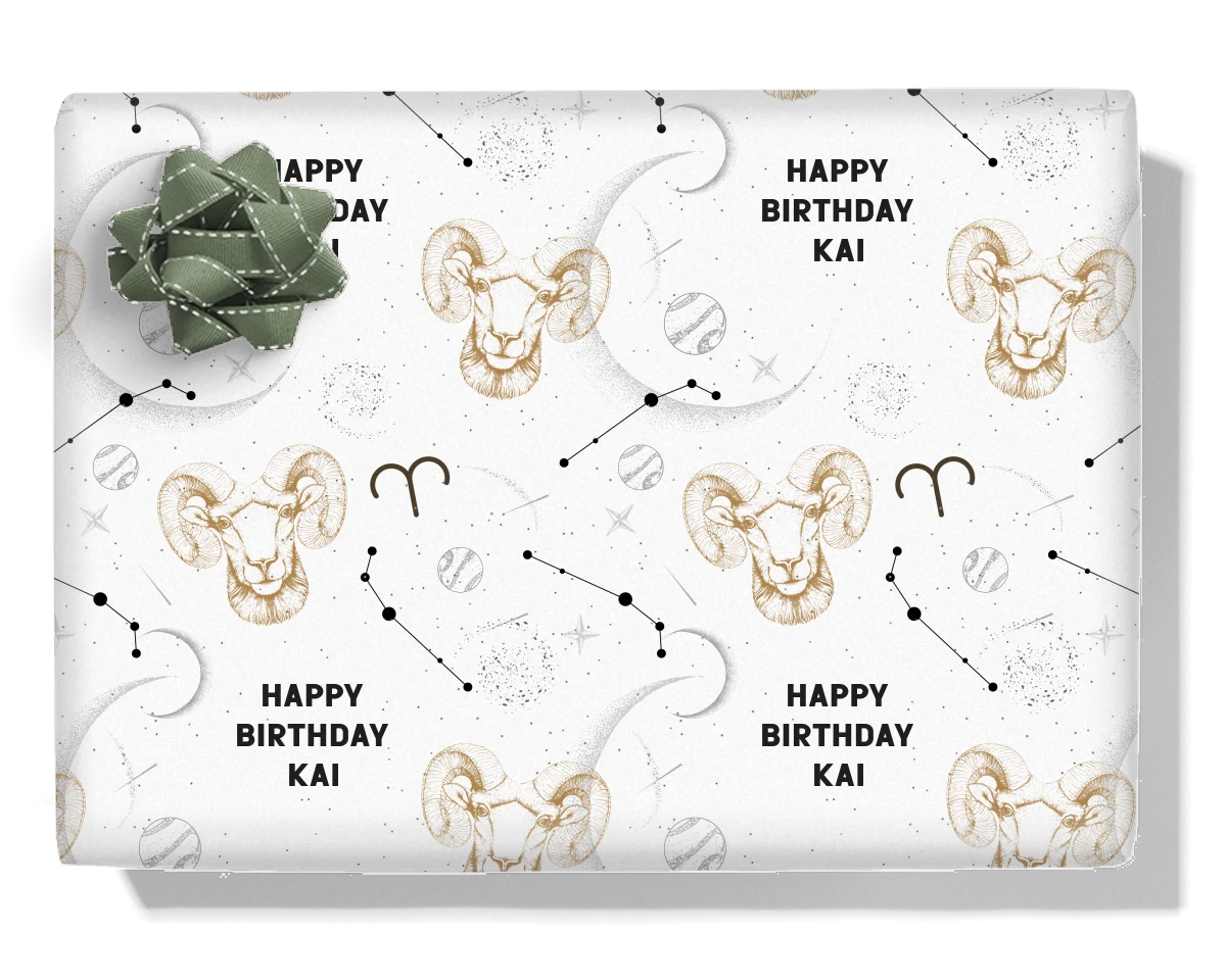 Aries Personalised Wrapping Paper