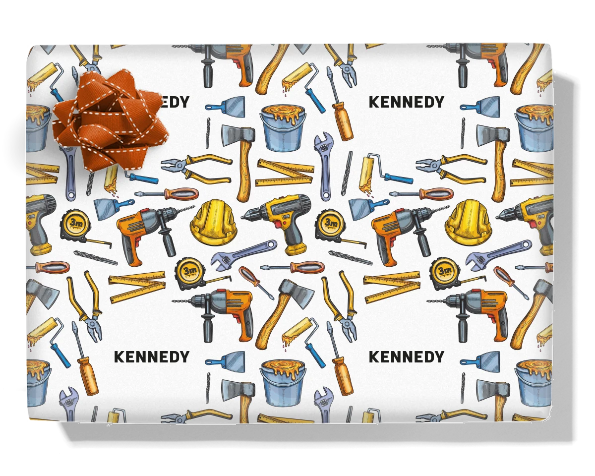 Construction Work Tools Personalised Wrapping Paper