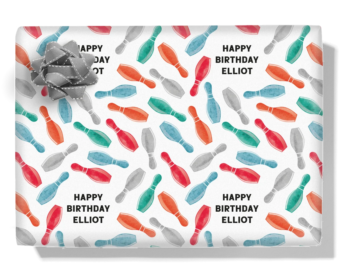 Bowling Pins Personalised Wrapping Paper