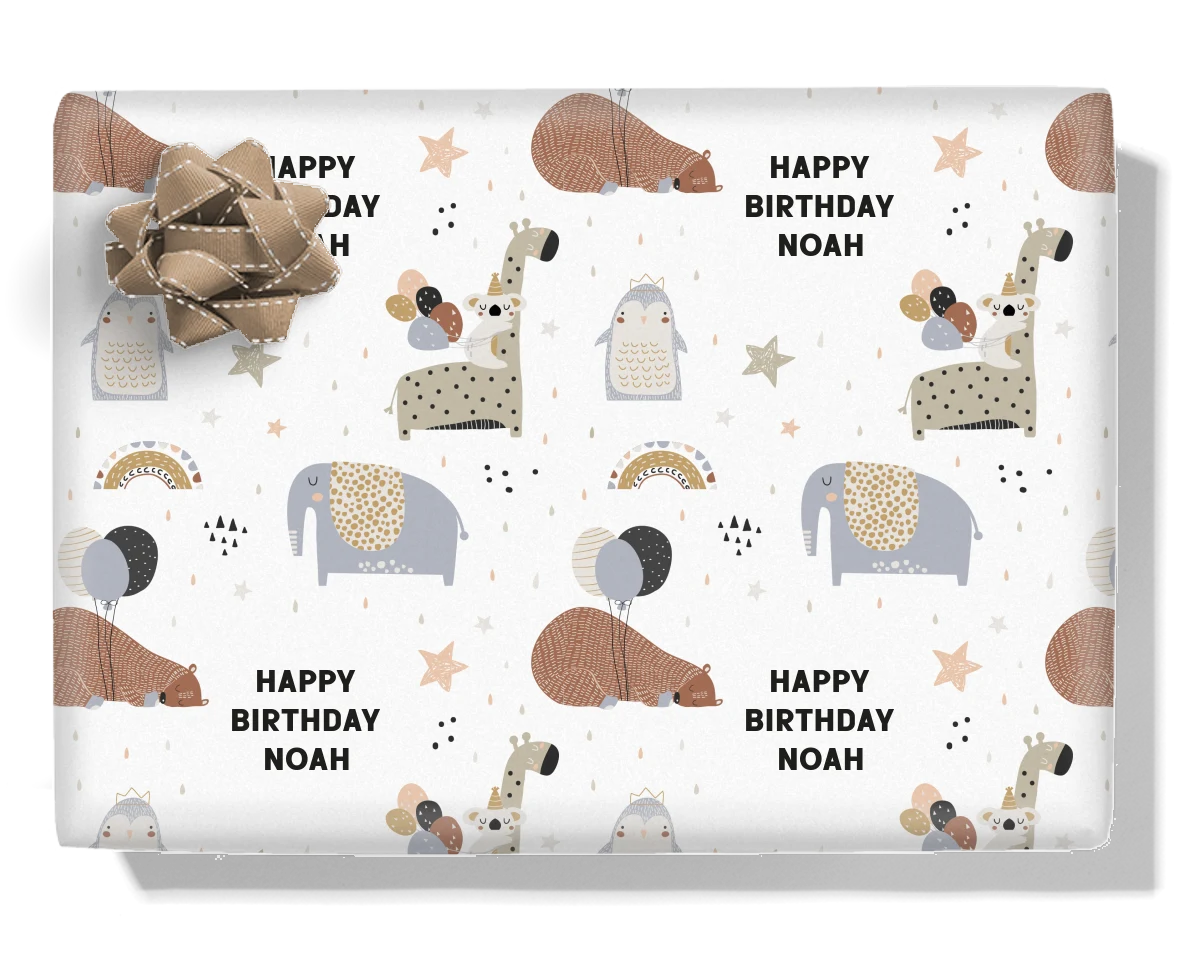 Scandinavian Party Animals Personalised Wrapping Paper