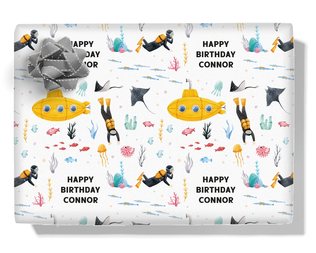 Deep Sea Diver Personalised Wrapping Paper