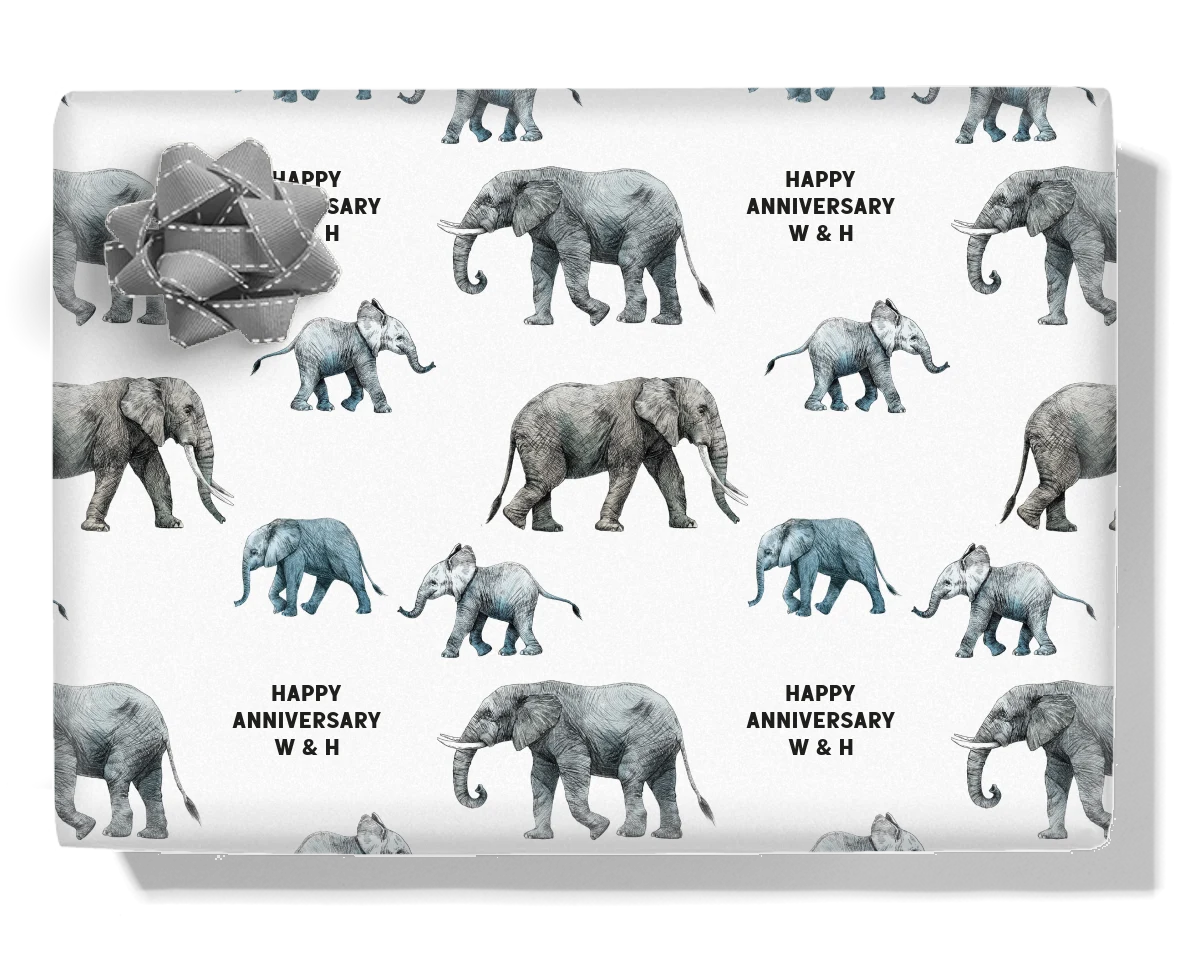 Elephant Family Personalised Wrapping Paper