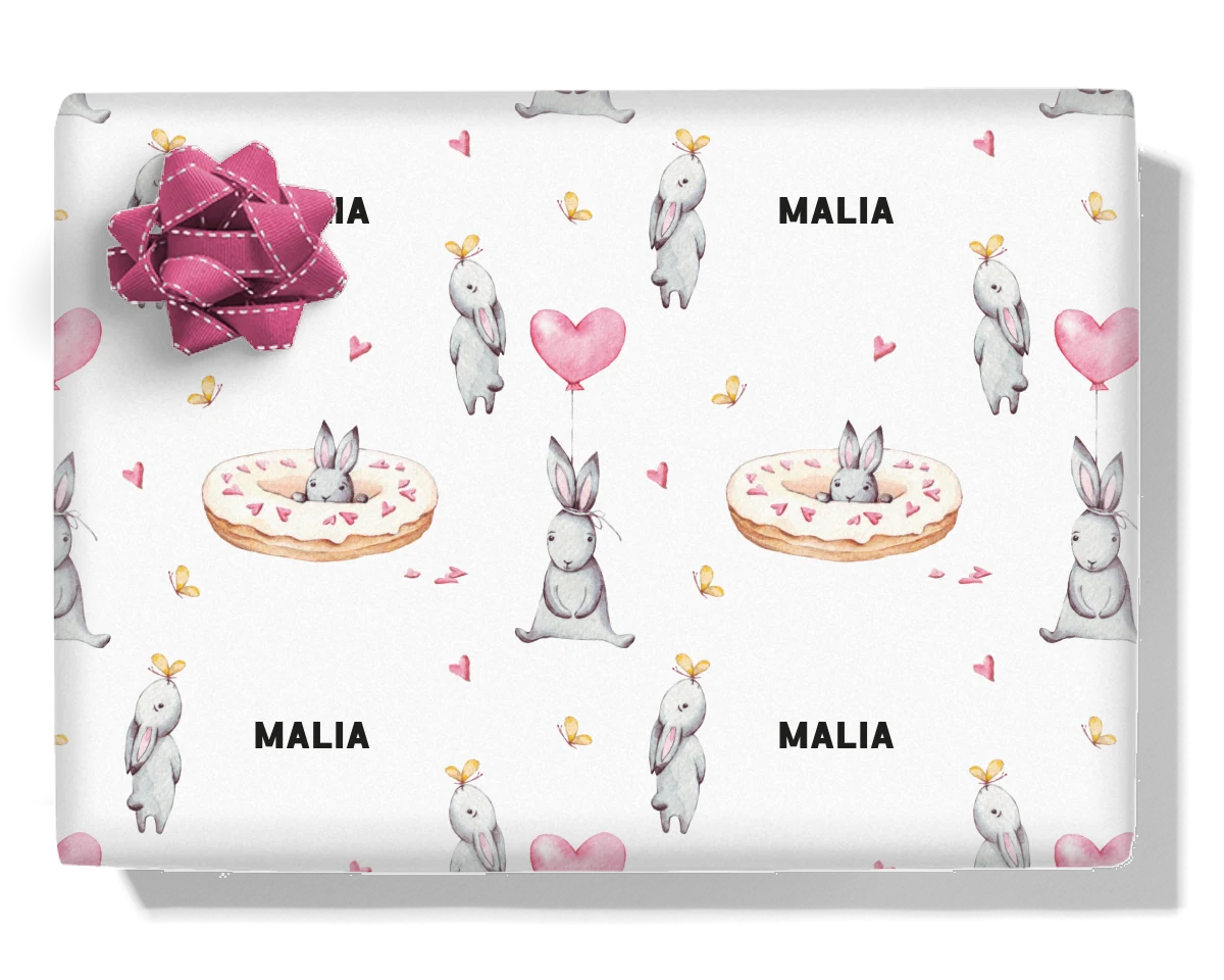 Love Bunnies Personalised Wrapping Paper
