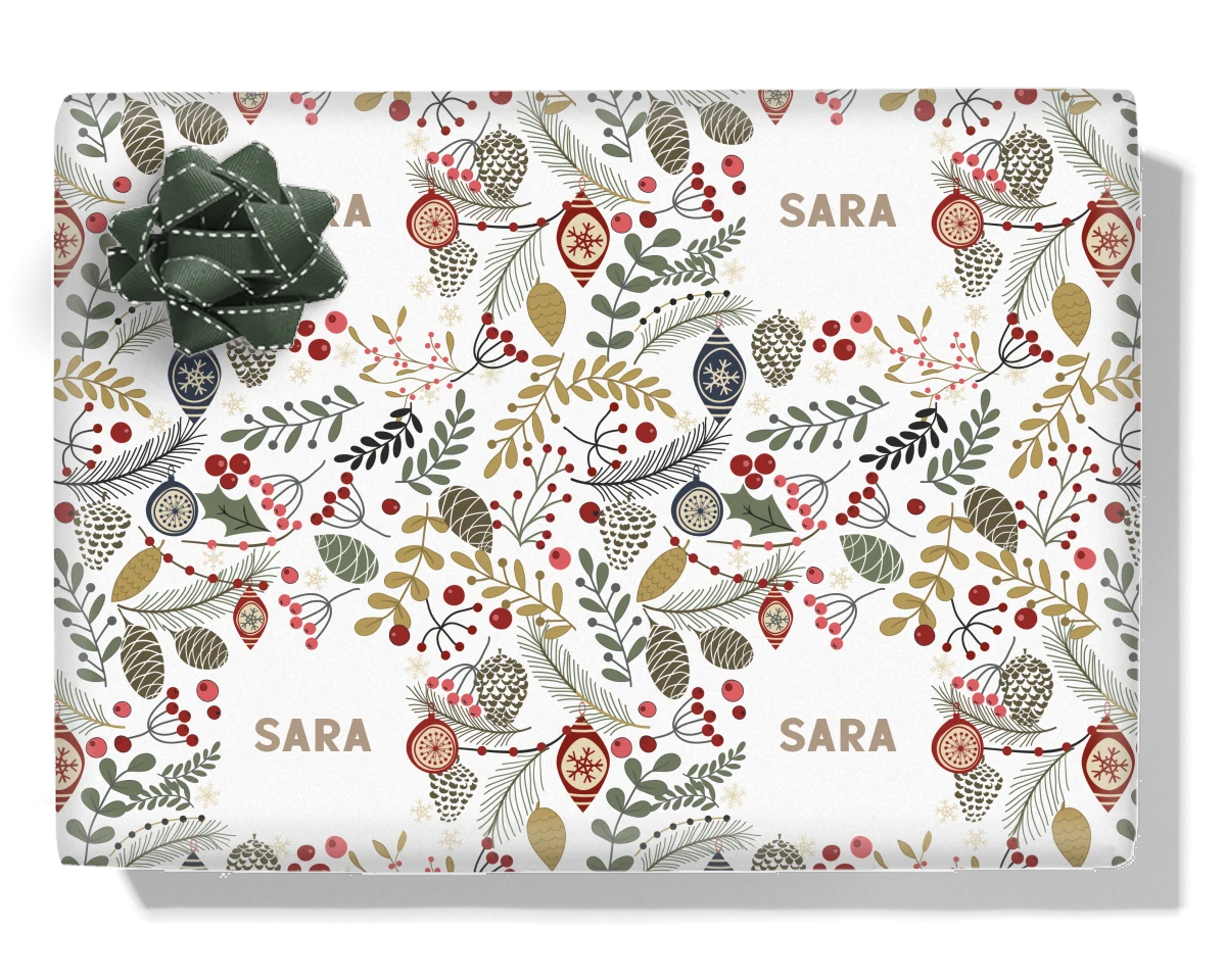 Holly & Pine Personalised Wrapping Paper