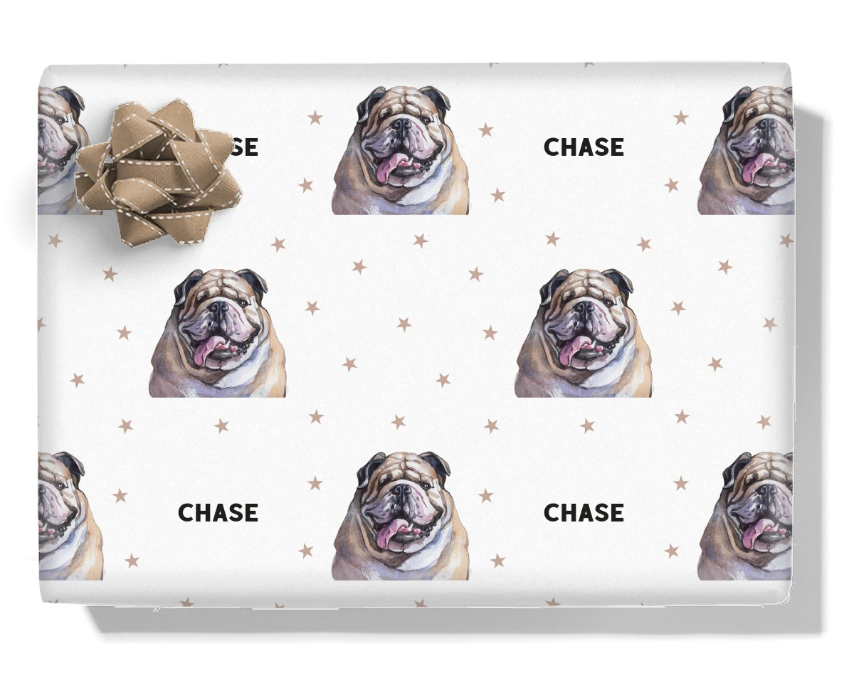 English Bulldog Personalised Wrapping Paper