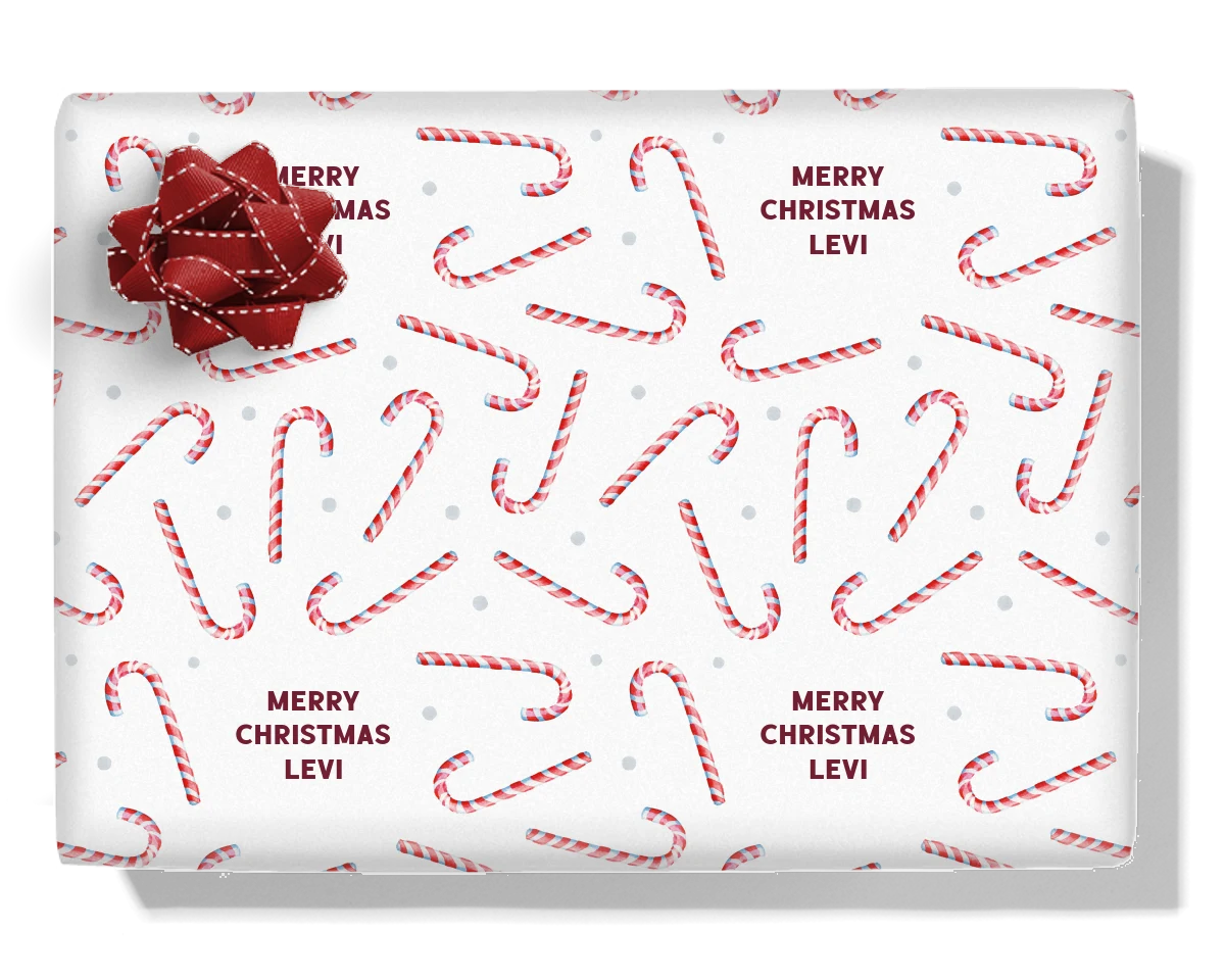 Candy Cane Personalised Wrapping Paper