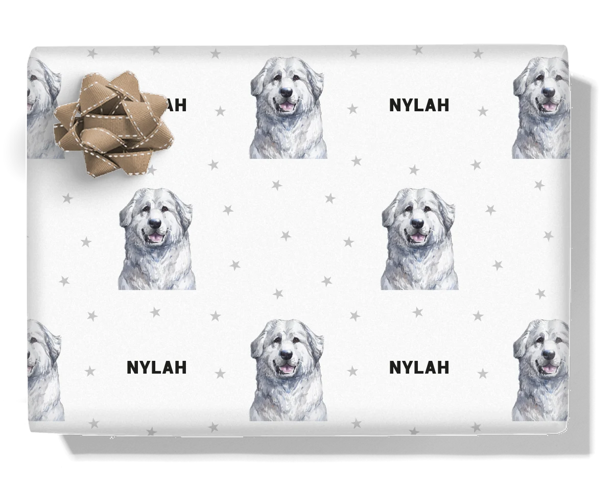 Pyrenean Mountain Dog Personalised Wrapping Paper