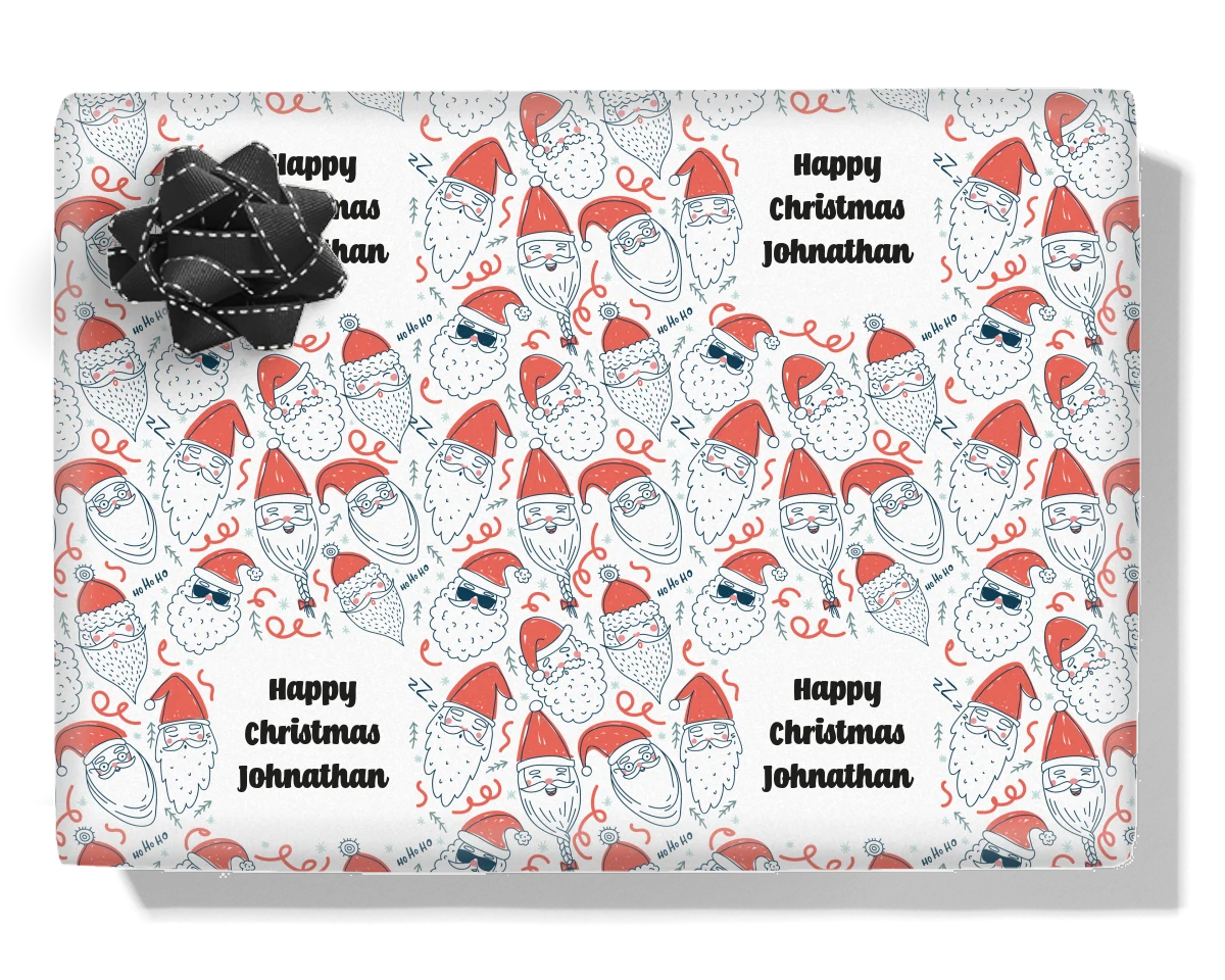 Santa Faces Personalised Wrapping Paper