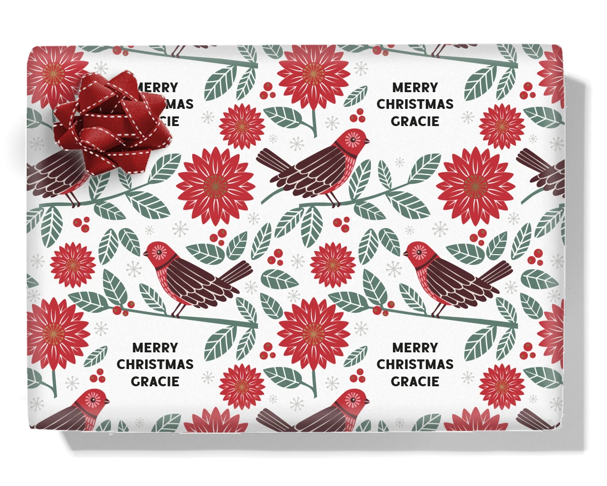 Winter Robin Personalised Wrapping Paper
