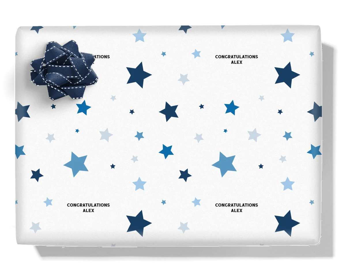 Blue Stars Personalised Wrapping Paper