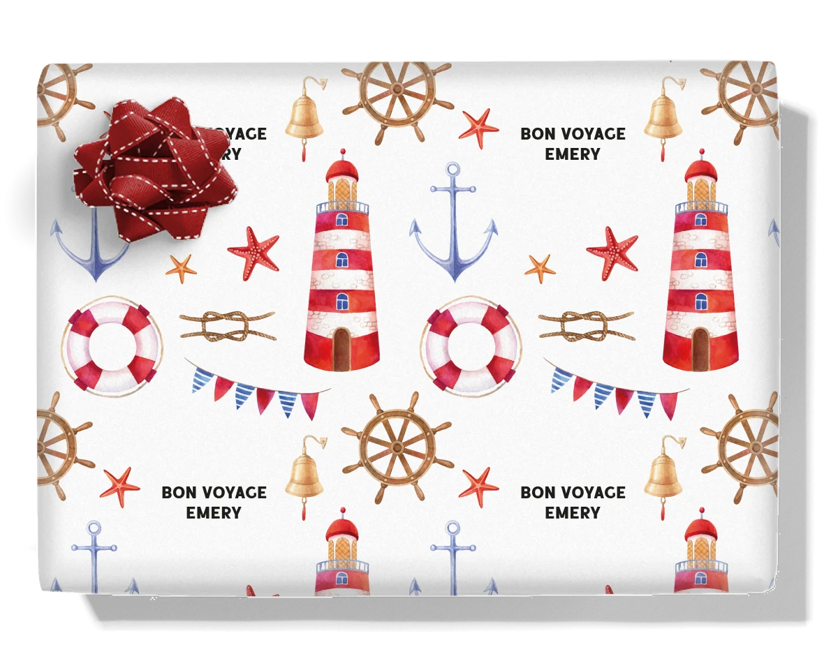 Watercolour Coastal Personalised Wrapping Paper