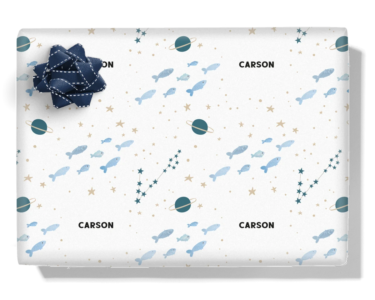 Cute Pisces Personalised Wrapping Paper