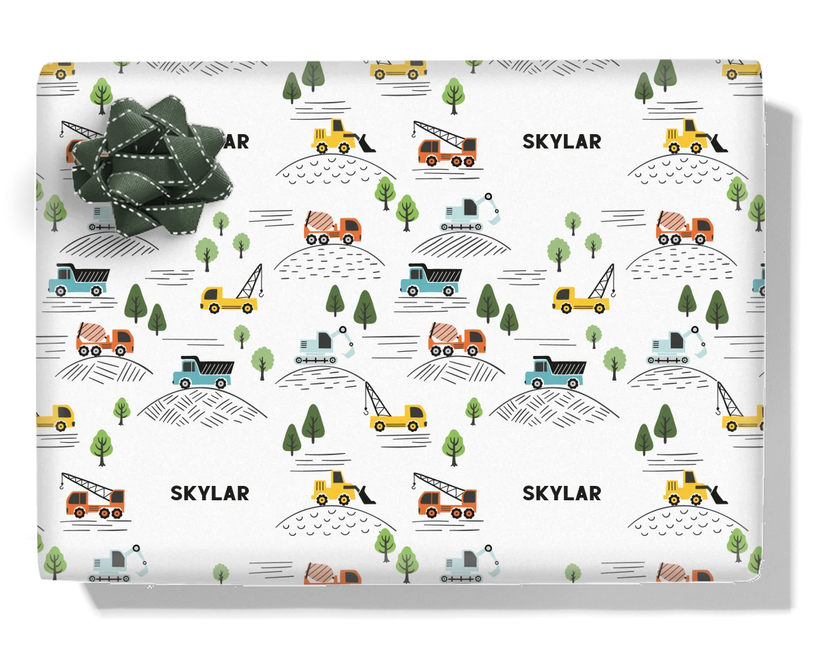 Trucks & Diggers Personalised Wrapping Paper