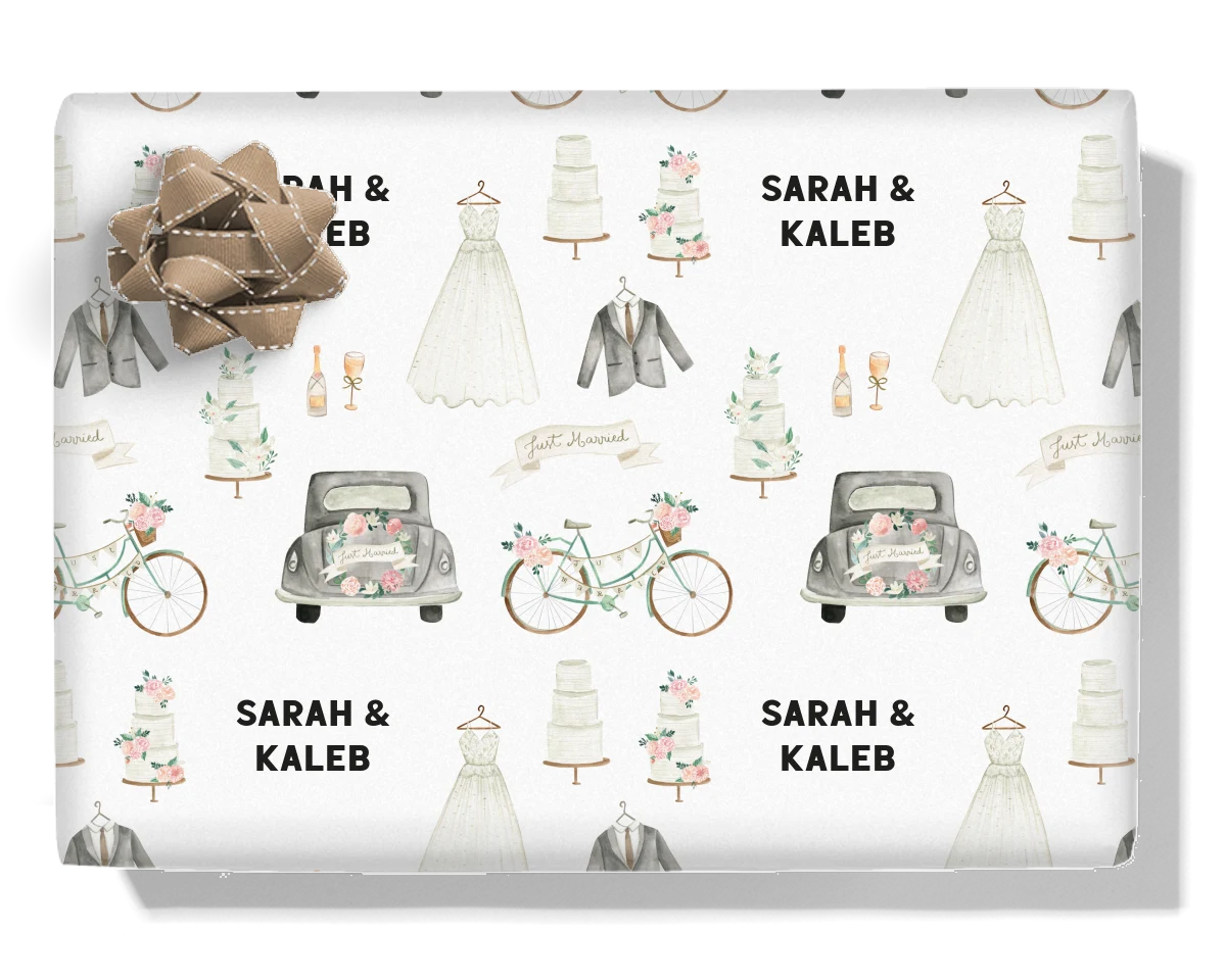 Just Married Personalised Wrapping Paper