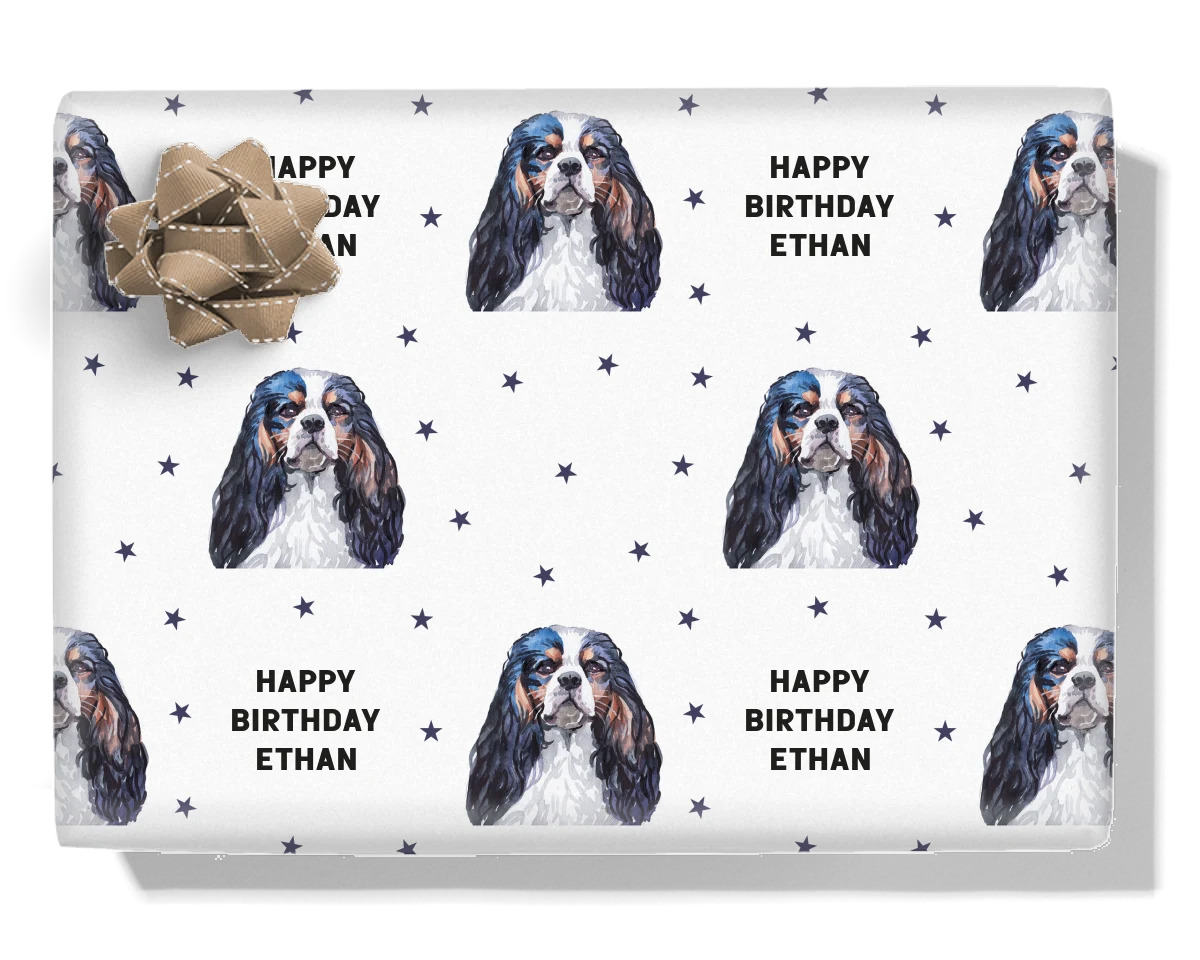 Cavalier King Charles Spaniel Personalised Wrapping Paper