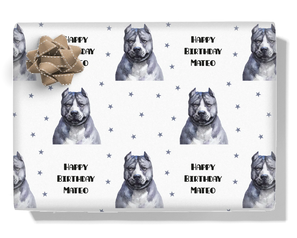 American Pit Bull Terrier Personalised Wrapping Paper