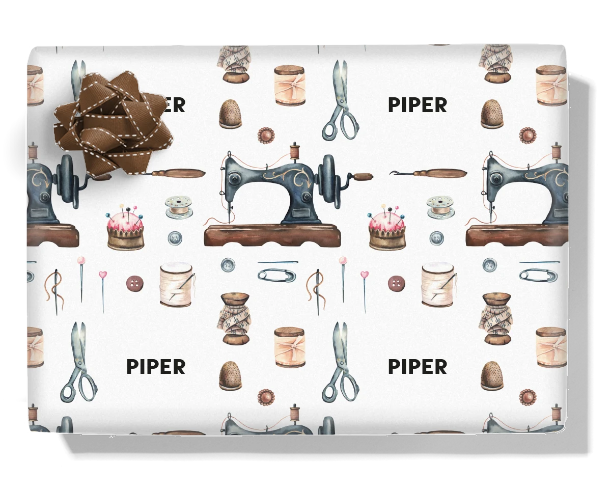 Vintage Sewing Personalised Wrapping Paper