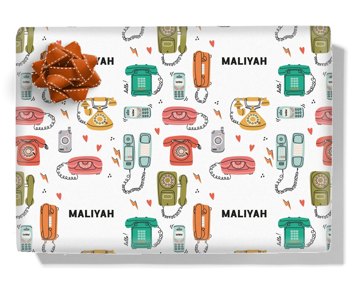 Retro Phones Personalised Wrapping Paper