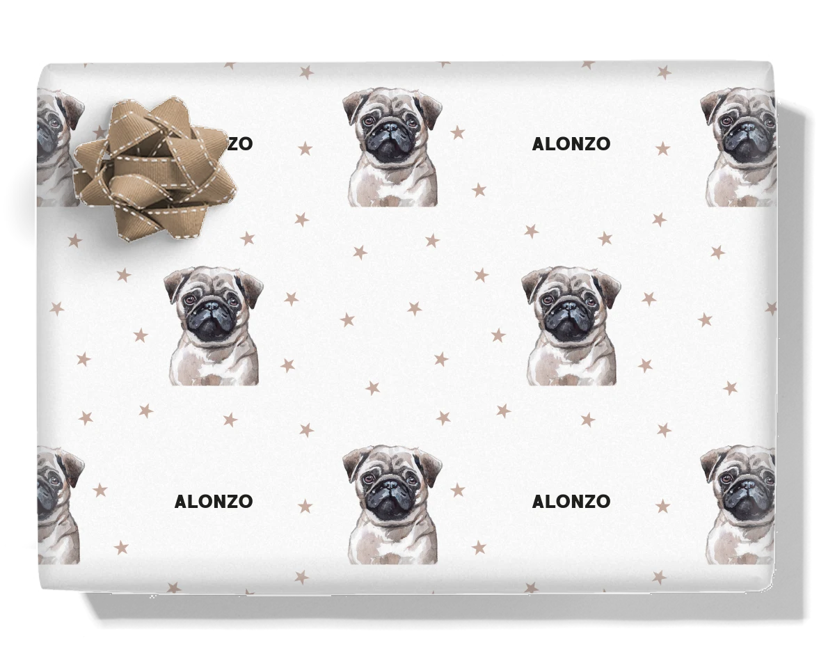 Pug Personalised Wrapping Paper