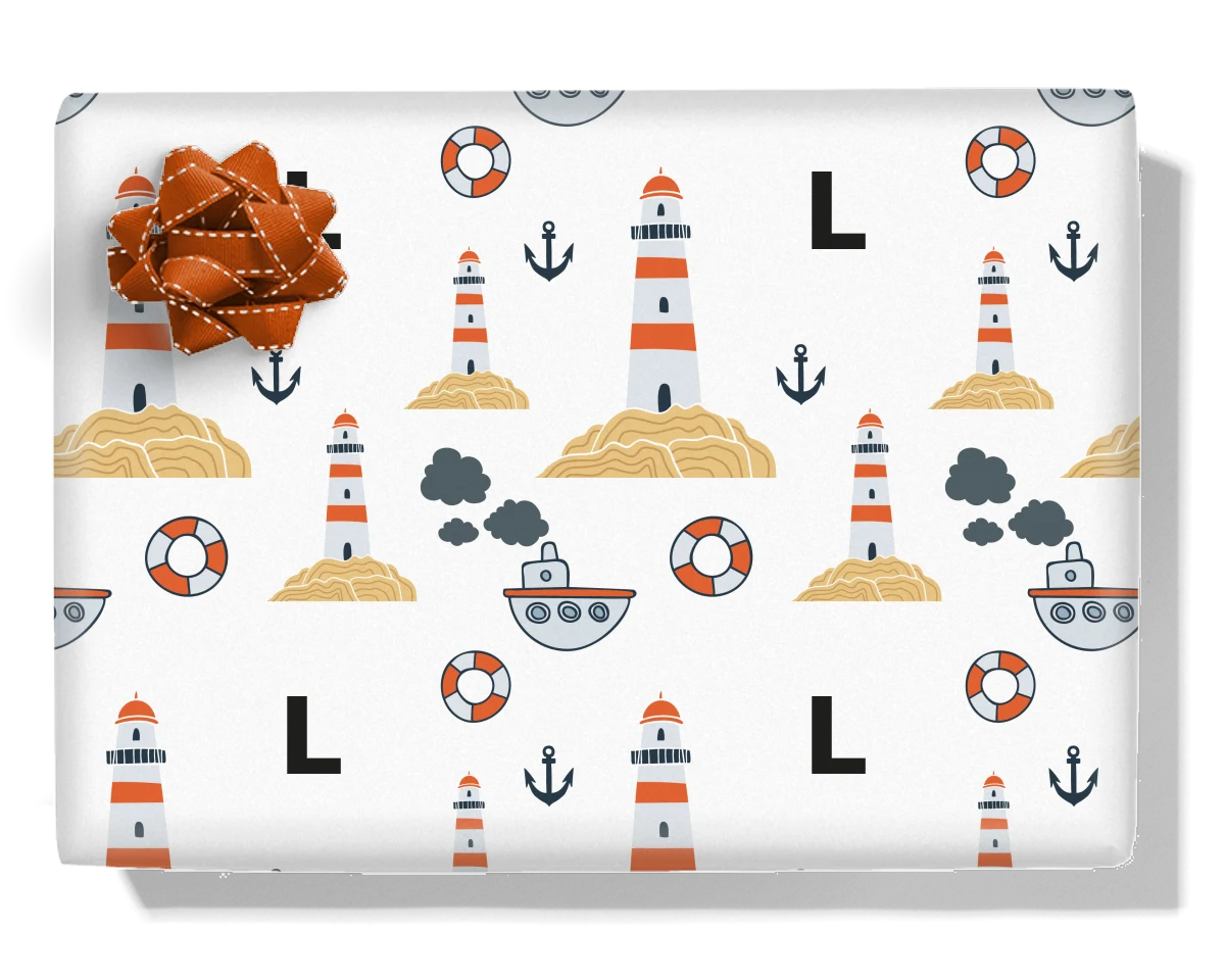 Coastal Lighthouse Personalised Wrapping Paper