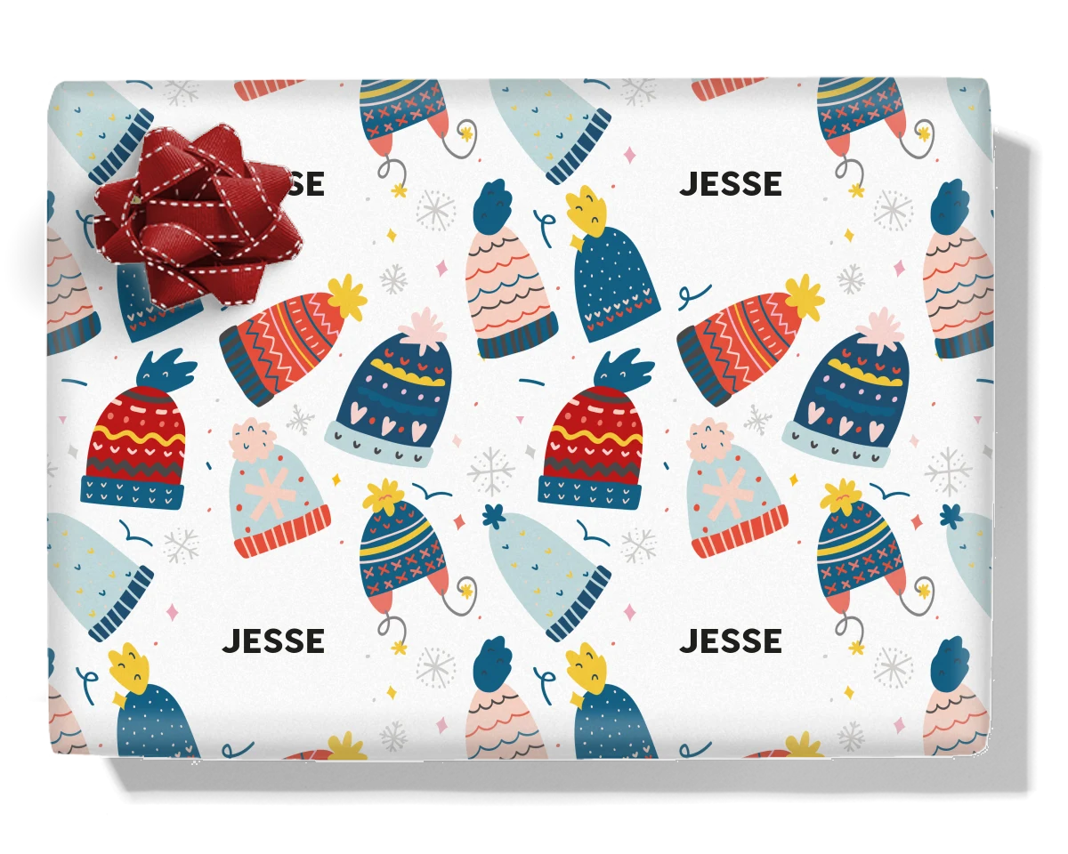Winter Hats Personalised Wrapping Paper