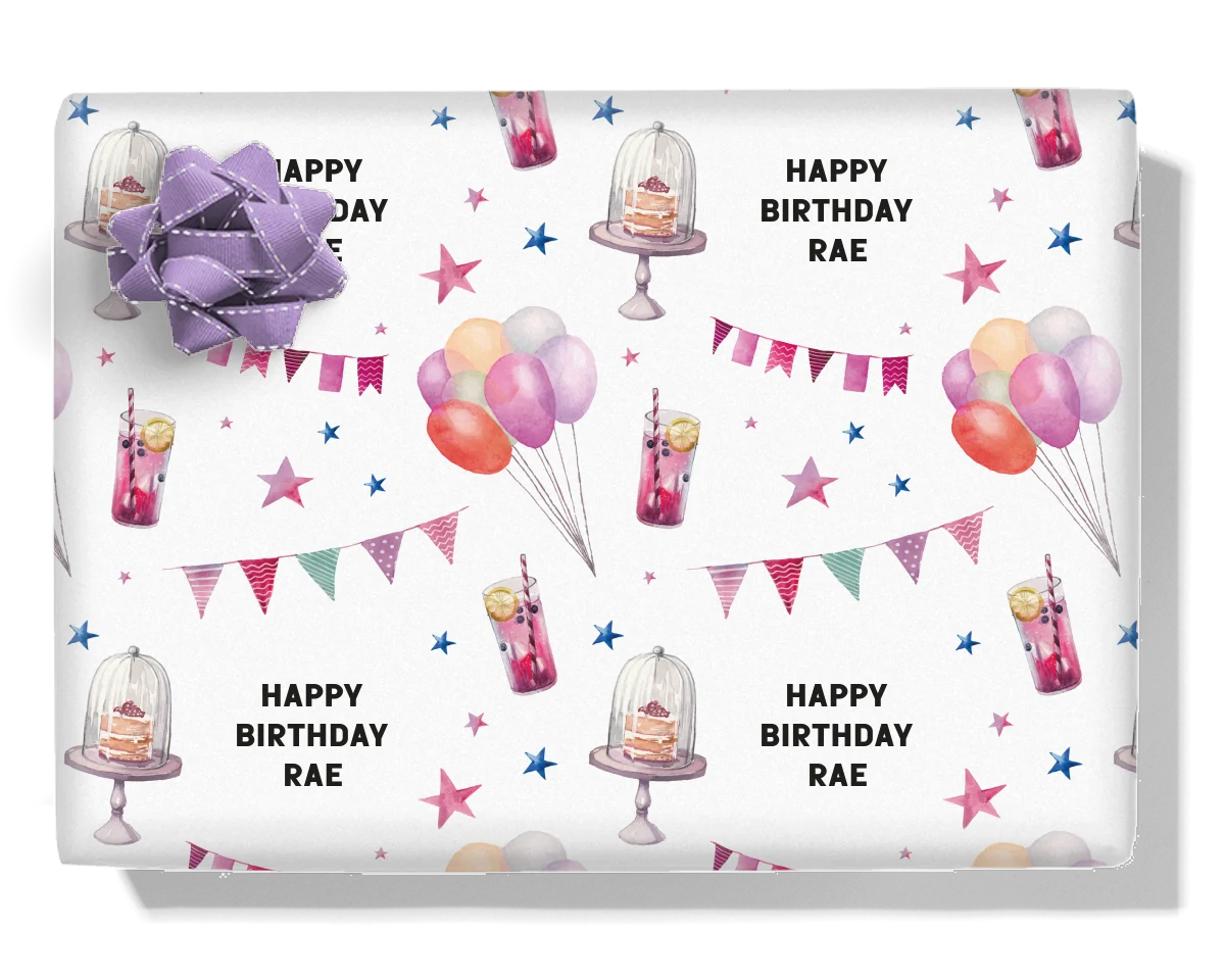 Pink Party Personalised Wrapping Paper
