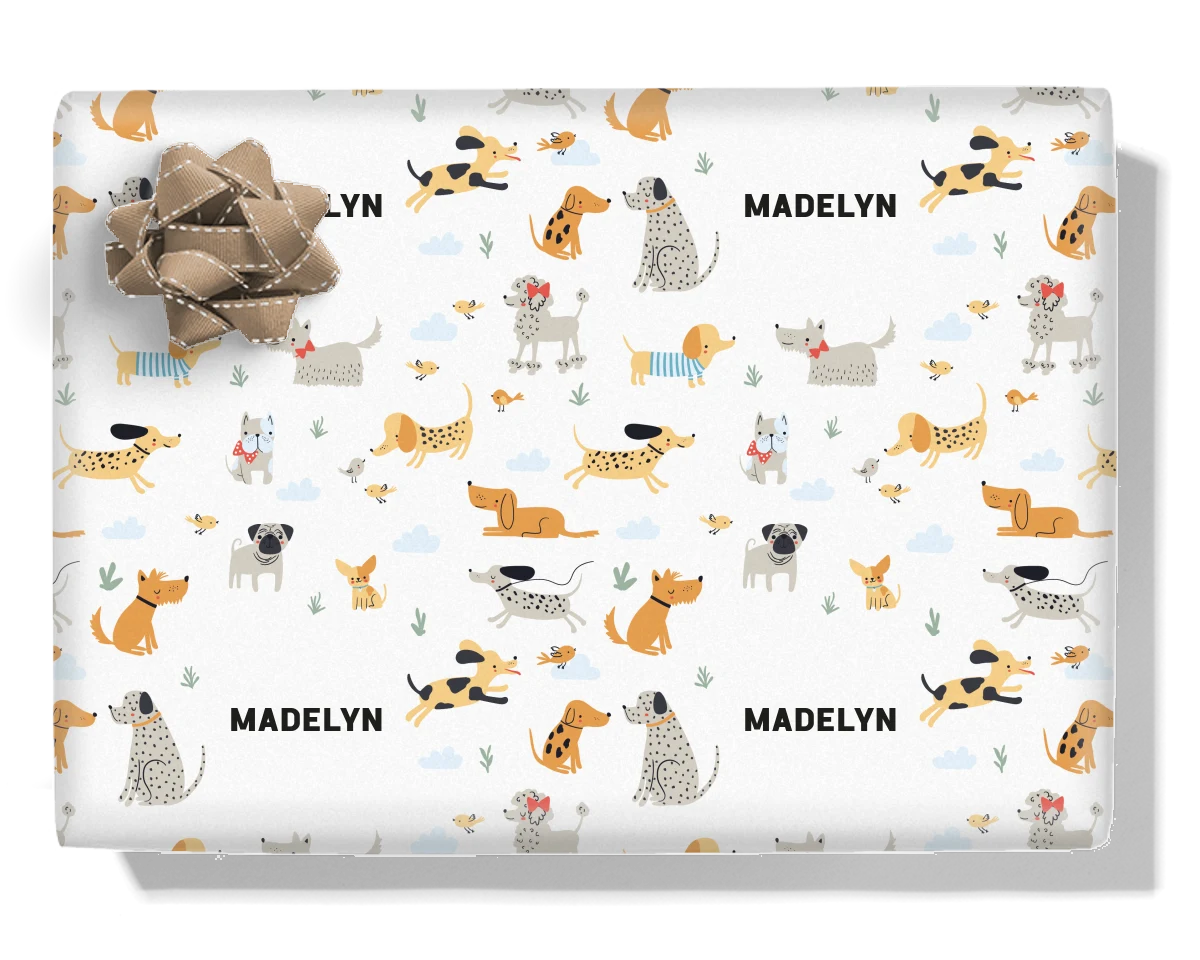 Cute Dogs Personalised Wrapping Paper