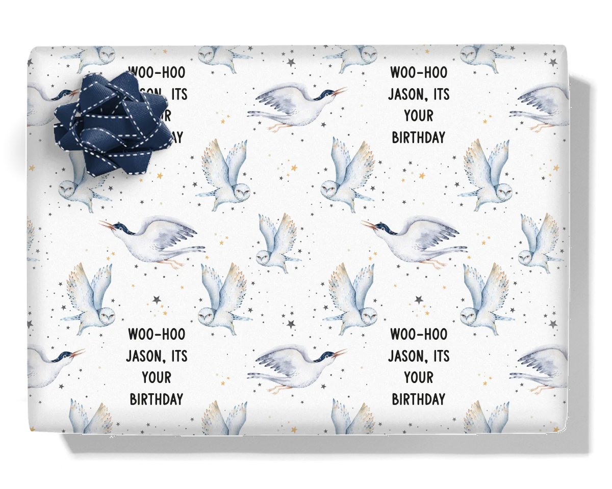 Arctic Birds Personalised Wrapping Paper