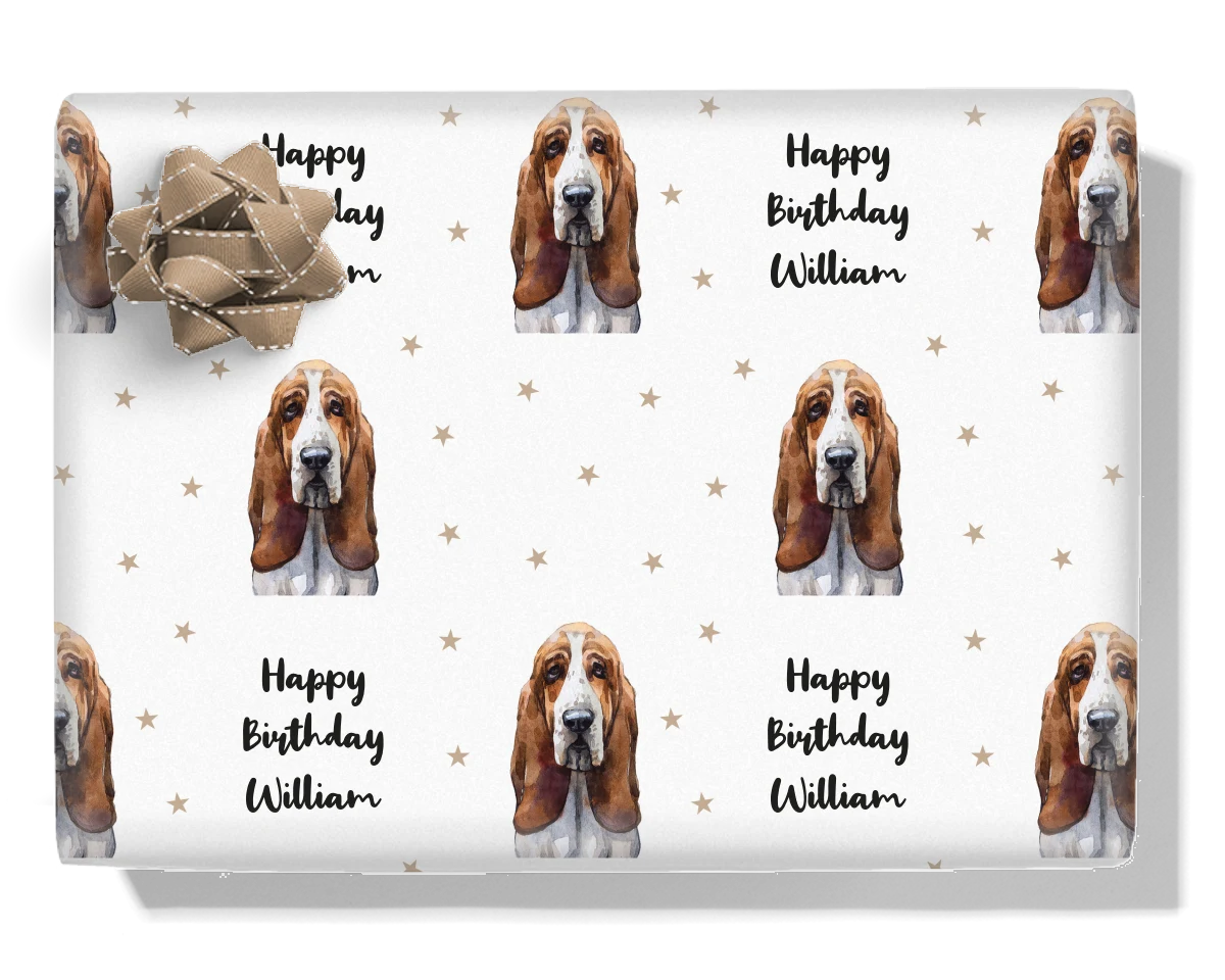 Basset Hound Personalised Wrapping Paper